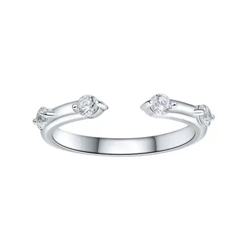 Three In One Stacking Is Dazzling And Super Shiny, With Horse Eye Zircon Open Female Ring_voghion.com