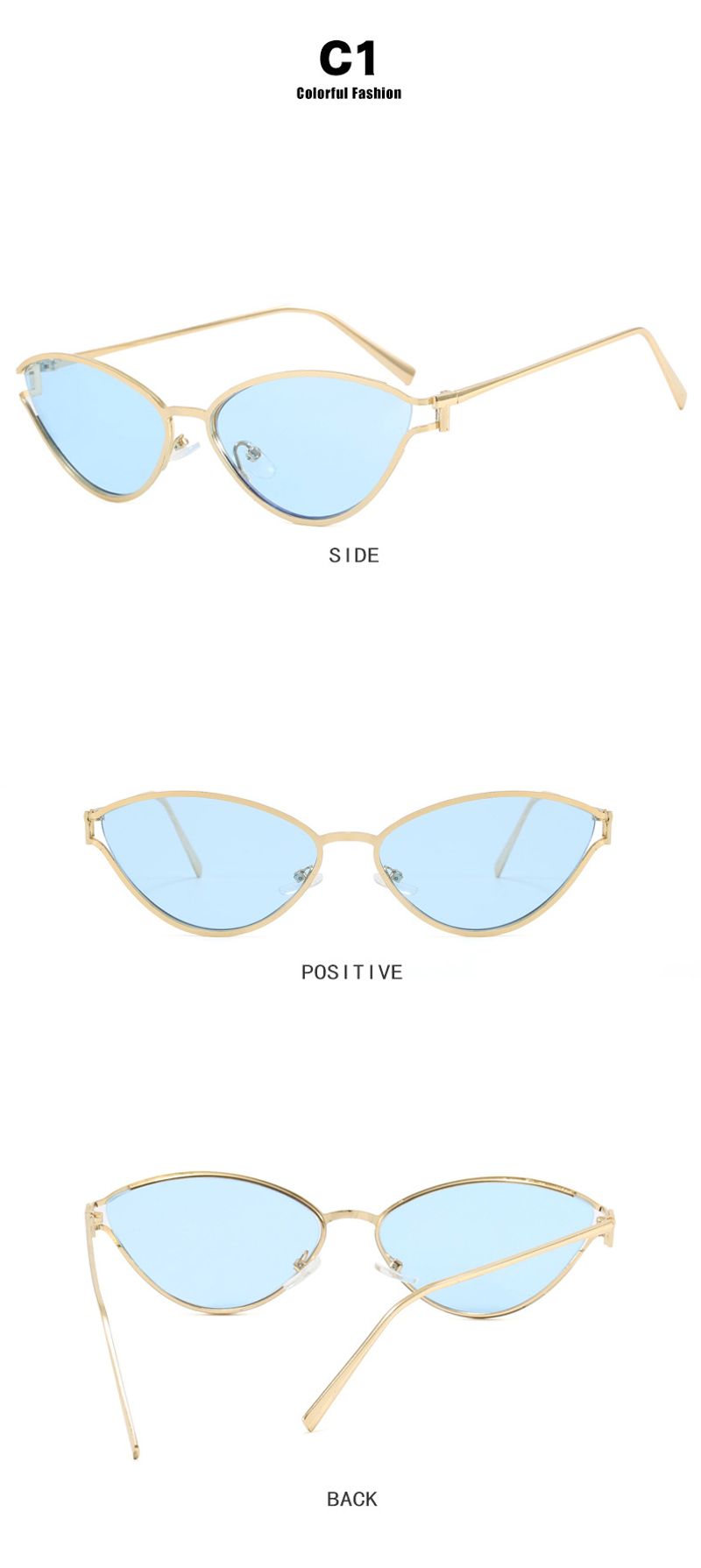 LazyZoom Retro Europa Amerika Sexy Stil Cat Eye Phnom Penh Cut Out Fancy Square und Round Face Sonnenbrille für einen schlanken Look Metall_voghion.com