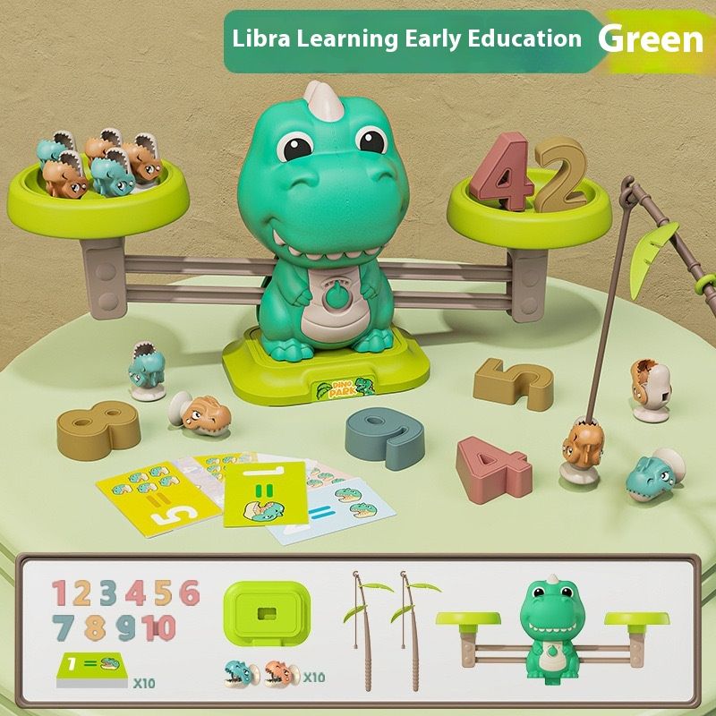 Children's Cartoon Dinosaur Electric Rotating Magnetic Fishing Disk Digital Sky Scale Early Education Toy Parent Child_voghion.com