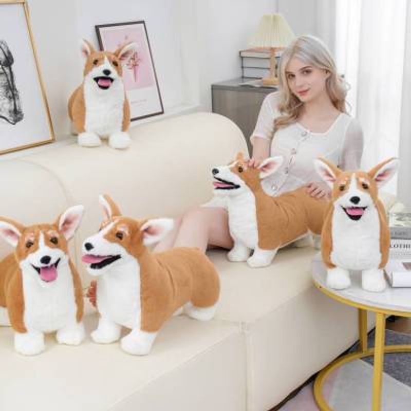 Keji Online Simulation Plush Toy With Pillow Doll Pet Corgi Dog_voghion.com