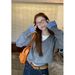 Lazy Style For Women Autumn Outfit Inner Layer Base Long Sleeve Top Loose Coat Gray Knitted Sweater_voghion.com