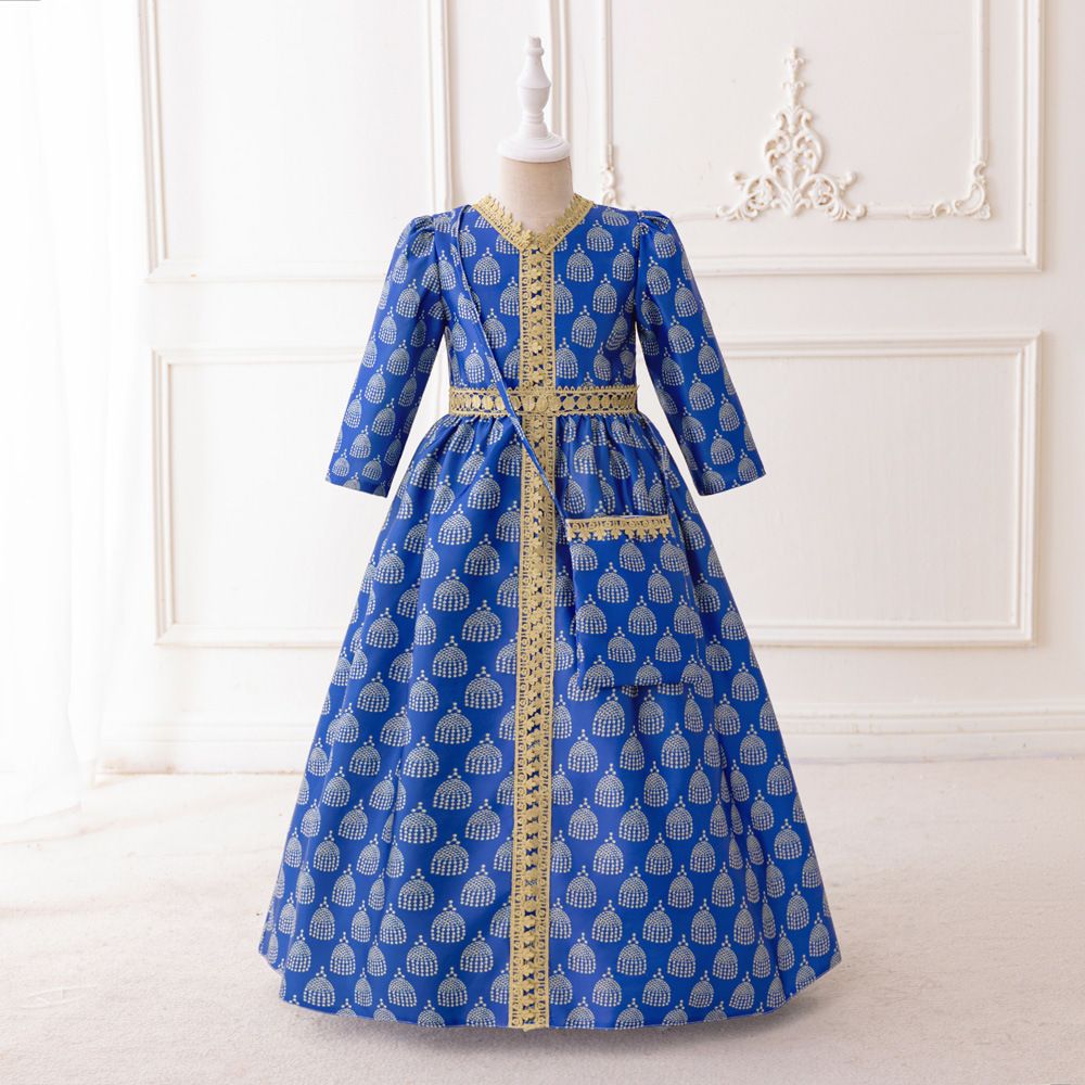 Children's Dress With Printed Waist And Long Sleeves For Small And Medium Sized Children Plus Bag Long Skirt Suit_voghion.com