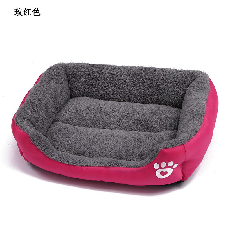 Cama para mascotas de algodón PP con diseño cuadrado de osito de peluche para Pomerania, ideal para todas las estaciones._voghion.com