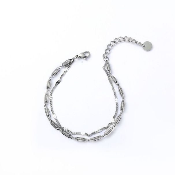 Bracciale semplice e versatile in acciaio al titanio a doppio strato per donna in estate, leggero, Ins, Hip Hop alla moda per uomo_voghion.com