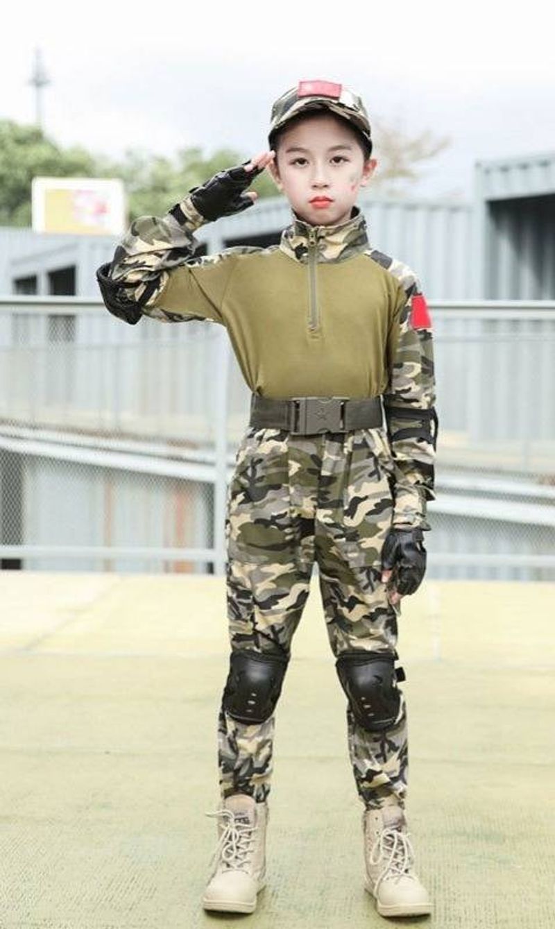 Kids' Clothing Camouflage Suit Boys Frog Suit Short Sleeve Summer Camp Special Forces Outdoor Middle School Student Military Training Uniform_voghion.com