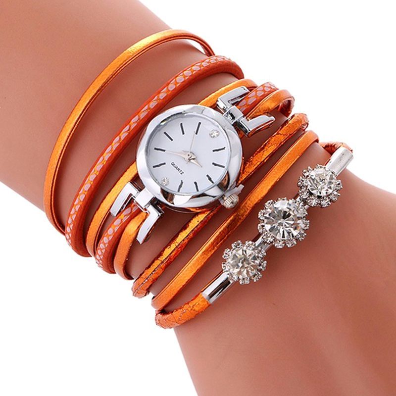 Yamaler Women Rhinestone Round Dial Analog Quartz Multilayer Bracelet Wrist Watch_voghion.com