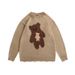 Men's Clothing cartoon bear jacquard sweater retro niche round neck sweater_voghion.com