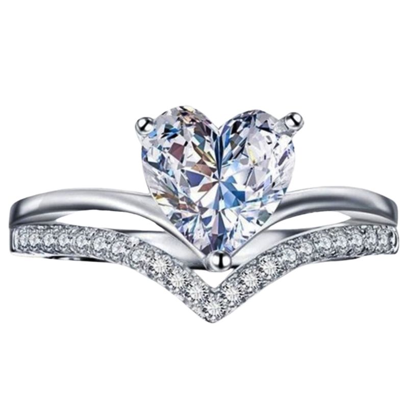Neuer doppellagiger pfirsichfarbener herzförmiger Zirkonring, schlichter herzförmiger Zirkon-Diamant-Verlobungsring, Heiratsantragsring_voghion.com