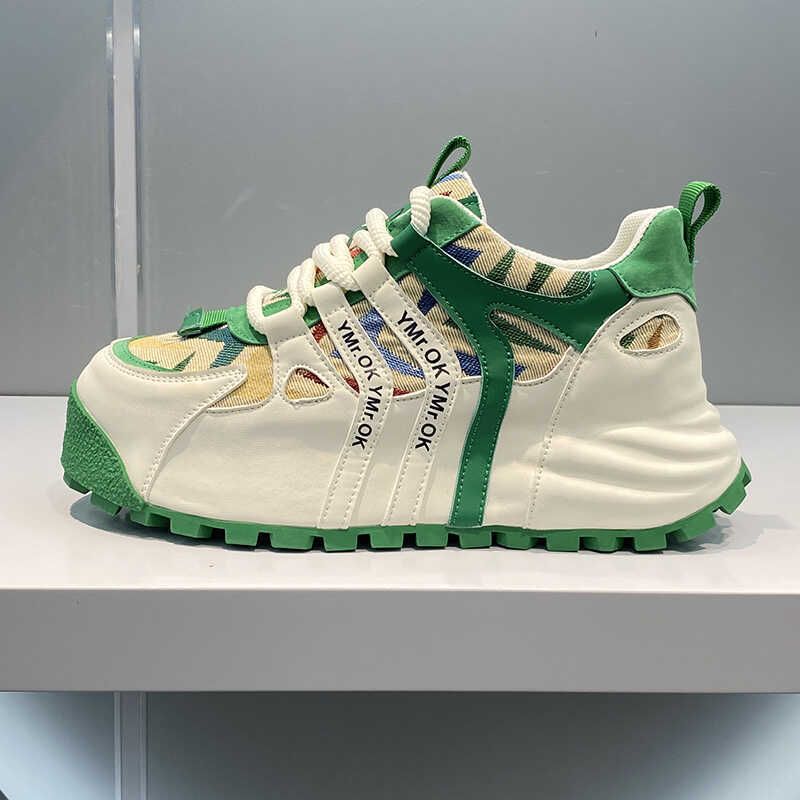 Gespleißte Casual Sneakers Hübsche Low-Key Stretch Daddy Schuhe Board Schuhe_voghion.com