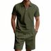 Unbeatable Quality Set Of Short Sleeved Shorts For Men's Summer Versatile Waffle Style Solid Color Casual Loose Collar T-shirt Set_voghion.com