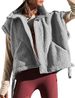 Women's wool-like vest casual sleeveless vest coat oversized vest coat with pockets._voghion.com