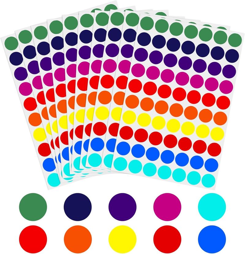 Colored Dot Stickers, Round Color Coding Labels, 10 Colors Small Circle Dots Price Stickers For Toddlers, Classroom, Office, Student, Family, Papers_voghion.com