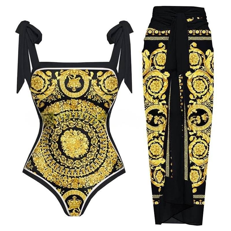 Reversible Vintage One-Piece Swimsuit With Sun Protection - Elegant High Neck Swim Dress For Women (Modest & Sexy UPF 50+)​​_voghion.com