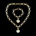 Women's Jewelry Set - Gold Heart Necklace And Bracelet With AAA Zircon Stones, Elegant Box Chain Design For Everyday Wear_voghion.com
