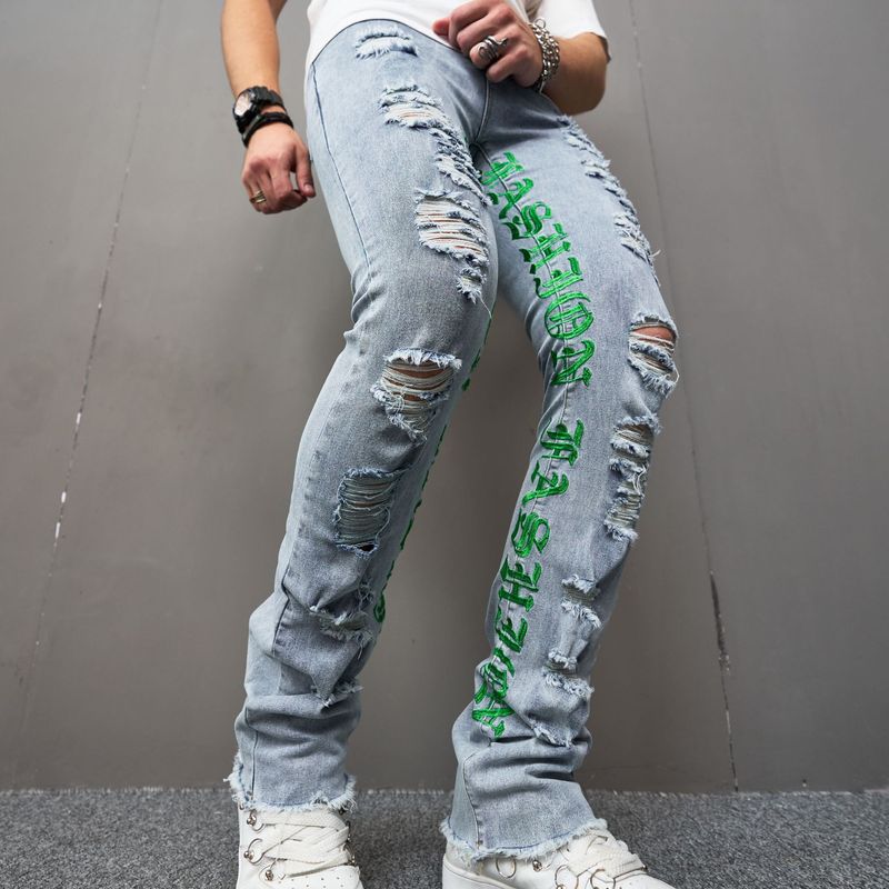 Vêtements pour hommes Bootcut Broderie Leggings à la mode_voghion.com