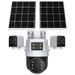 4G Solar Security Camera With Triple Lens, 600 Smart Night Vision, IP66 Waterproof, Remote Monitoring For Home, Farm, And Pond"_voghion.com