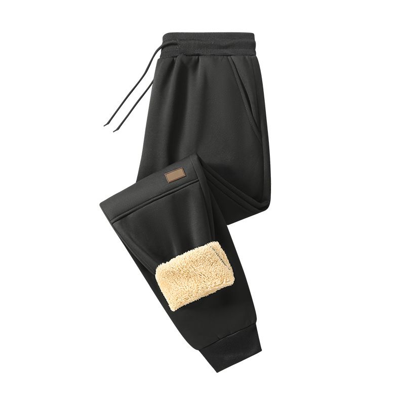 Pantaloni da jogging in pile da uomo - Vestibilità comoda, gamba dritta, polsini elastici, comodi pantaloni della tuta casual invernali per giovani adulti_voghion.com