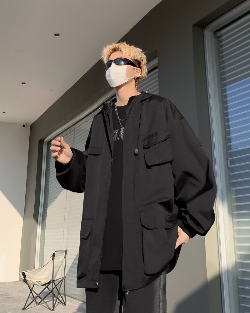 Autumn workwear new jacket for men, handsome Hong Kong style versatile trend, multi pocket casual loose jacket_voghion.com
