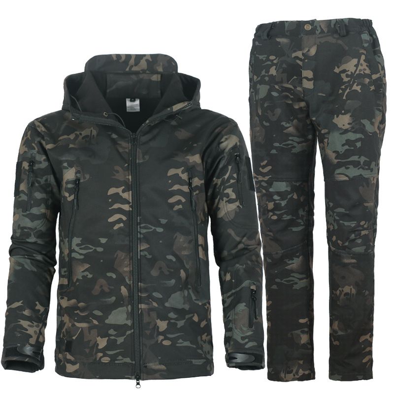 Men's Clothing Soft Shell Jacket Suit Men's Winter Plus Velvet Warm Mountaineering Suit Waterproof Windproof Ski Cycling Suit_voghion.com