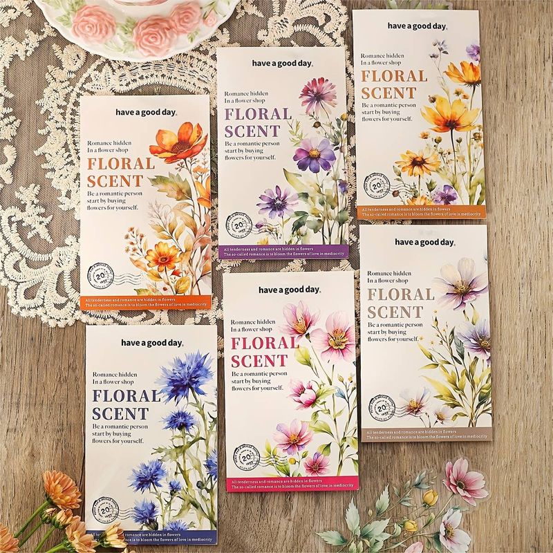 120pcs/6pack Large Water Color Flower Pattern, PET Material, DIY Decorative Scrapbook_voghion.com