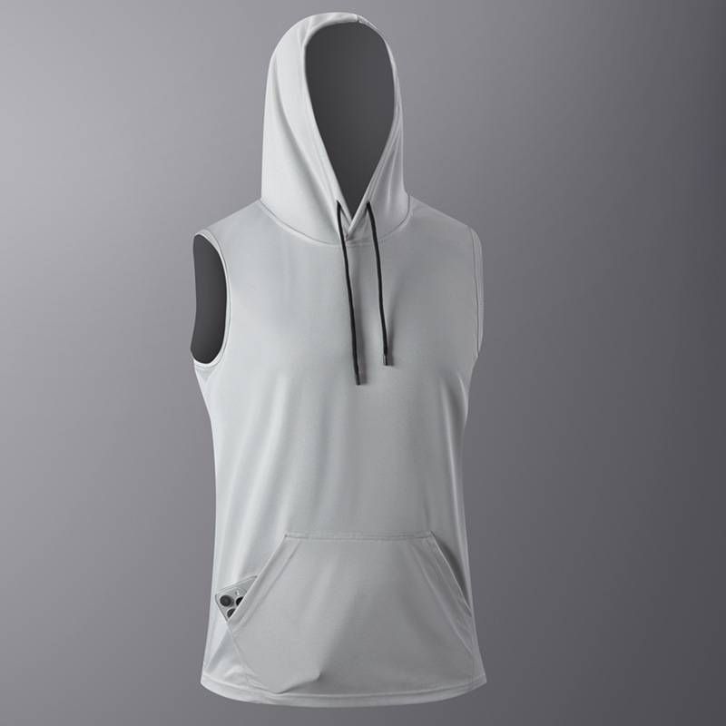 Camiseta sin mangas de verano de secado rápido, chaleco deportivo para hombre para actividades al aire libre y fitness, chaqueta de manga corta con capucha_voghion.com