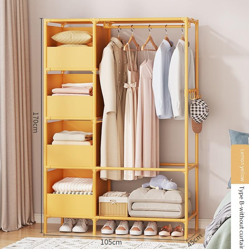 Foldable Wardrobe Closet – Single/Double Row Metal Frame With Storage Bags & Door Curtain (Modern Minimalist, Easy Assembly, Space-Saving)​_voghion.com