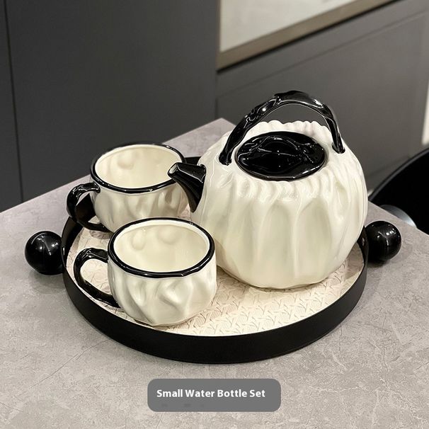 Artistic Ceramic Folded Tea Set – Modern 1 Teapot & 2/4 Cups With Tray (Gift Box Option, Trendy Home Decor & Premium Corporate Present)_voghion.com