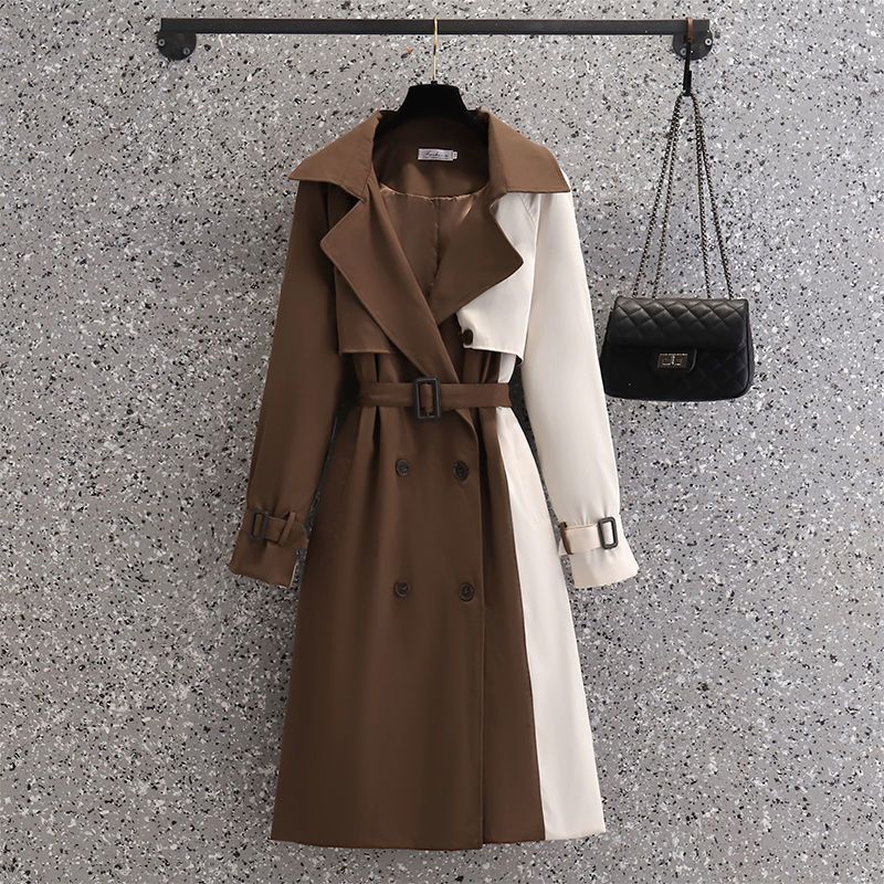 ​Women's Trench Coat Long Sleeve Oversized Casual Blazer Jacket With Color Block Design​_voghion.com