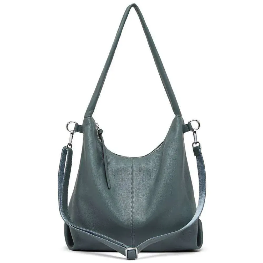 Borsa a tracolla da donna in vera pelle, stile designer, 100% vera pelle, casual, hobo, capiente, tote, tracolla, messenger, tinta unita, taglia S_voghion.com