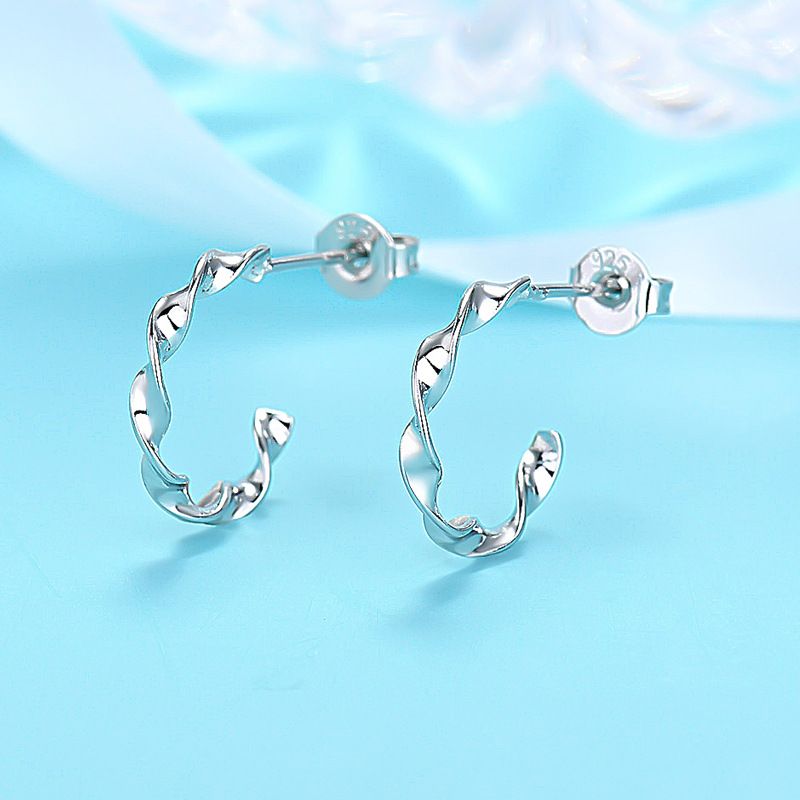 Sterling VENUS Silber Ohrringe Twist Stück Ohrstecker Ohrringe für Frauen Glamour Schmuck Geschenke Großhandel_voghion.com
