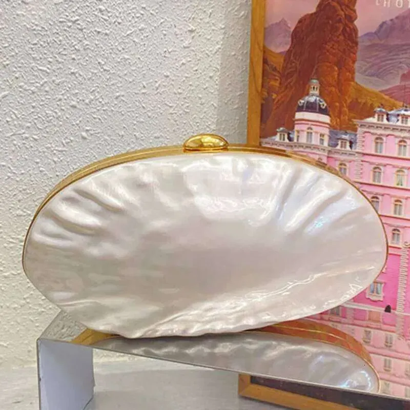 Borse firmate con motivo irregolare in acrilico da donna, modello Shell 2025, nuovo design, borsa a tracolla con pochette da banchetto_voghion.com