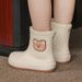 Kids' Bear Print Rain Boots – Non-Slip Waterproof Rubber Shoes For Boys & Girls (Ages 2-7, Colors: Black/White/Yellow/Camel, Sizes 30/31-34/35)_voghion.com