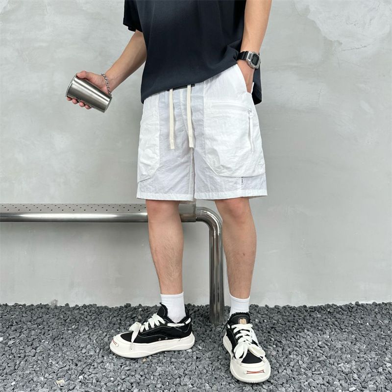 men's quick-drying pocket zipper cargo shorts Korean style versatile loose couple thin section trousers_voghion.com