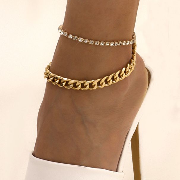 Jewelry Simple Tassel Ins Style Niche Foot Accessories For Women Personality Exaggerated Claw Chain Diamond Anklet Set_voghion.com