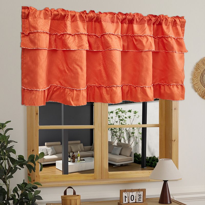 Modern Café Curtains - No Drill Ruffled Short Curtains For Kitchen & Living Room (Polyester, Semi-Sheer, White/Gray/Mint/Orange)_voghion.com