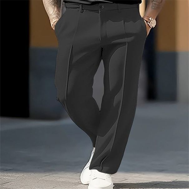 Men's Clothing Solid Color Straight Leg Breathable Daily Wear Fashionable Casual Trousers_voghion.com