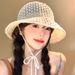 Kapelusz typu bucket z pustym paskiem, damski, letni, cienki, oddychający, mały kapelusz typu bucket, z filtrem przeciwsłonecznym i tkanym kapeluszem przeciwsłonecznym_voghion.com