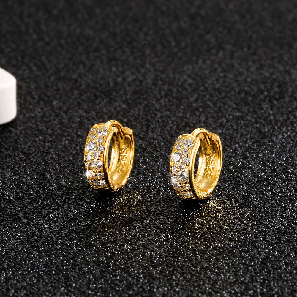 Minimalist Style S Pure Silver Fashion Double Row Zircon Unisex Niche Versatile Earrings_voghion.com