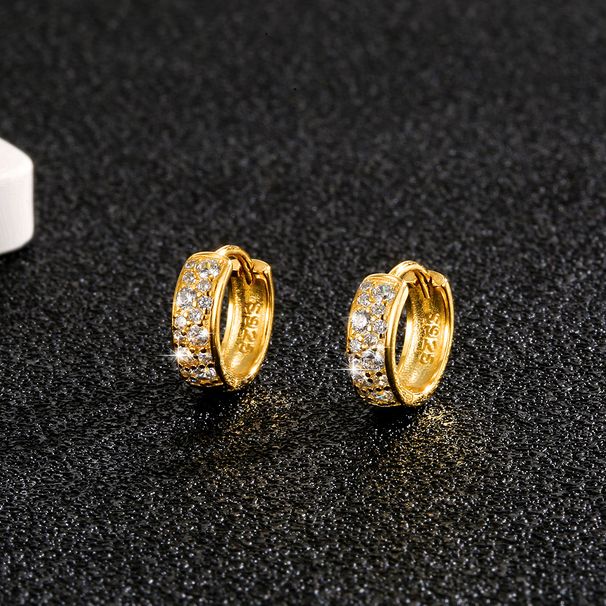 Minimalist Style S Pure Silver Fashion Double Row Zircon Unisex Niche Versatile Earrings_voghion.com