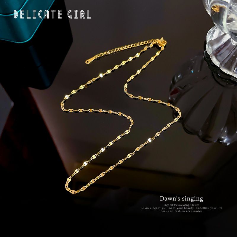 40+5cm regolare versatile in acciaio al titanio oro rosa collana accessorio, catena sciolta a labbro, colore e-year_voghion.com