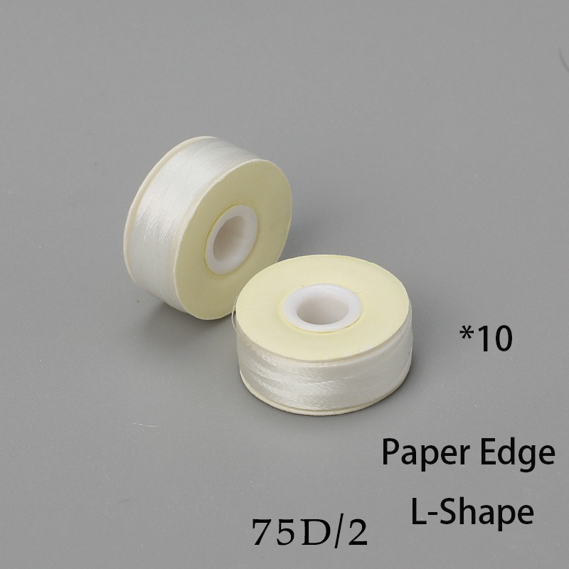 75D/2 Näh-Unterlagefaden, vorgewickelt, 10 Stück/Packung, weiß/schwarz, L-förmiger Papierrand, randloser Stick-Unterlagefaden_voghion.com