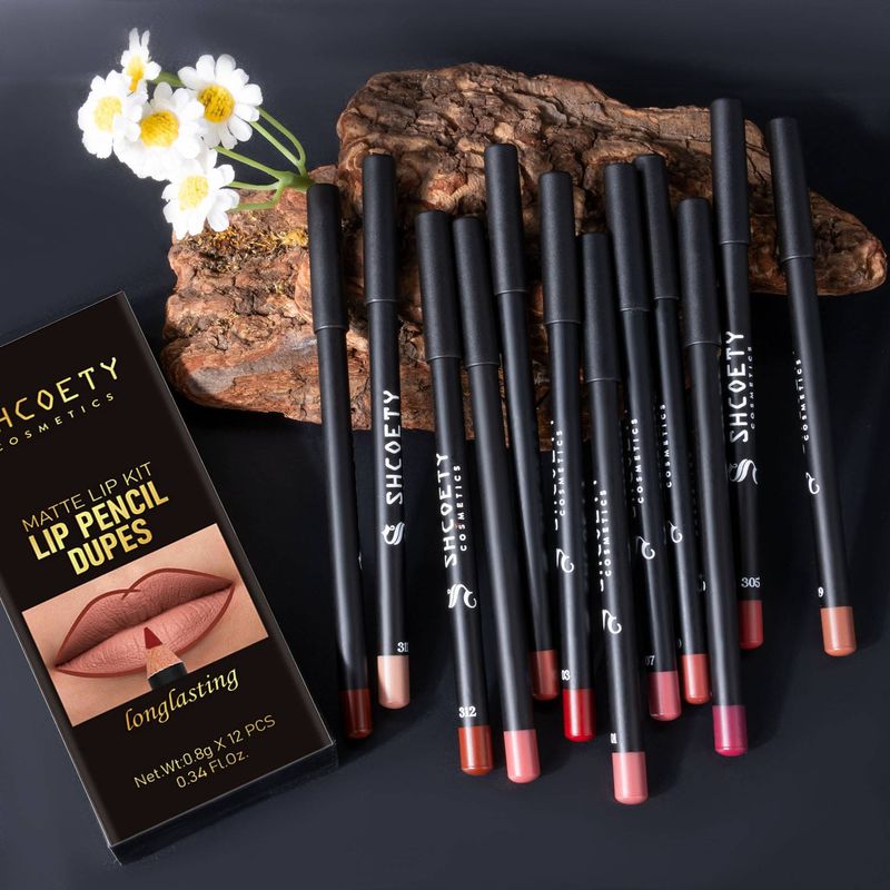 SHCOETY 12-Color Lip Liner Set - Nude Matte Lipsticks, Long-Lasting & Transfer-Proof Makeup_voghion.com