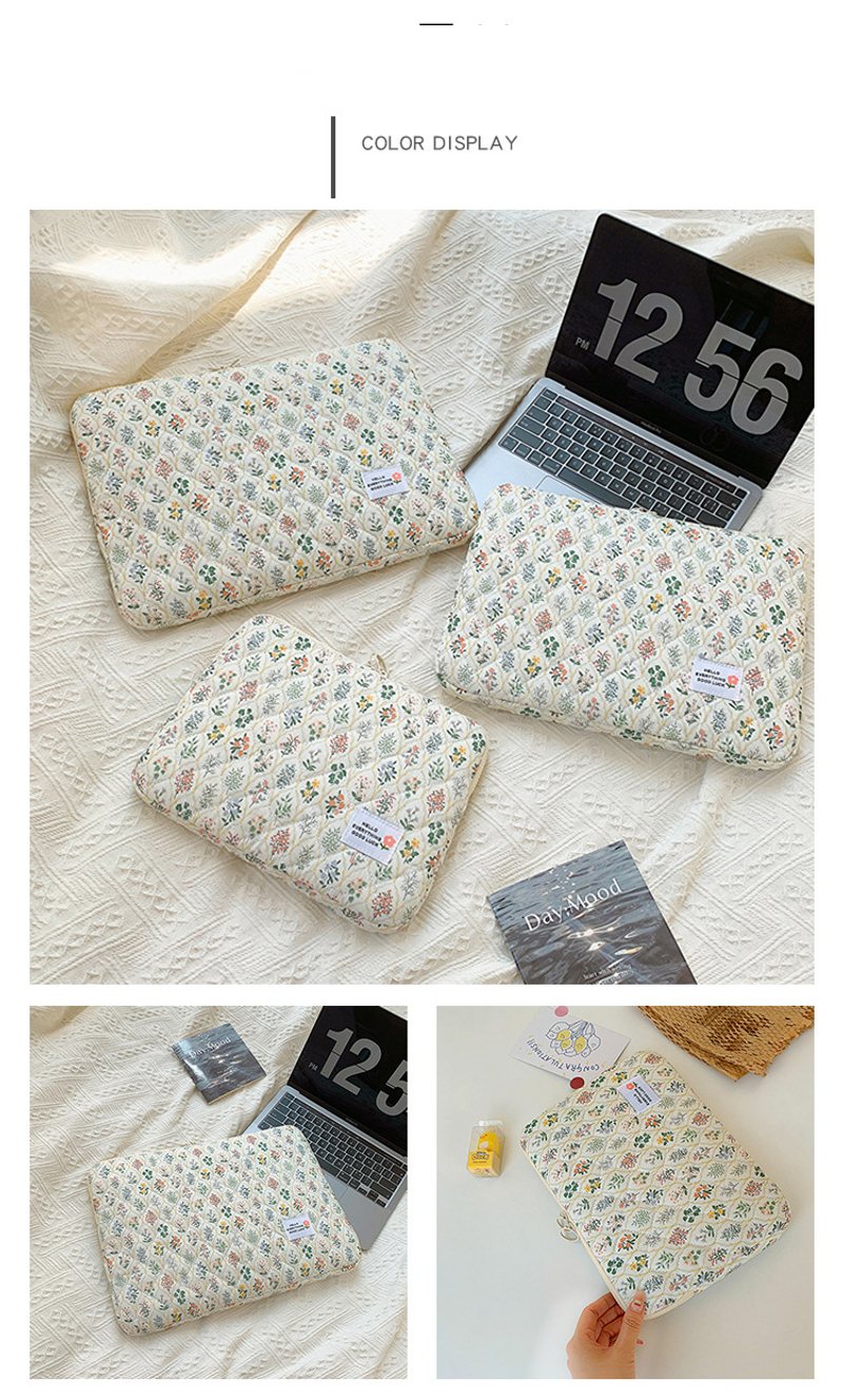 Simple Shockproof IPad Tablet Bag MacBook 13 Inch Cute Floral Notebook Liner Bag Ins_voghion.com