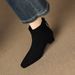 Cameido Women's French Style Suede Mid Heel Chunky Heel Slim Ankle Boots For Autumn And Winter_voghion.com