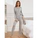 Set pigiama comodo da donna, due pezzi, con camicia a maniche lunghe e pantaloni, autunno e inverno_voghion.com