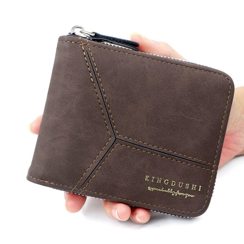 Brieftasche Kartenetuis Einfache Herren Kurze Brieftasche mit Reißverschluss Nähte Retro Mode Mehrere Kartenfächer Reißverschluss Münzbörse_voghion.com