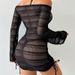 Dammekleeder Laangärmlech Mesh Sonneschutz Strandkleed Badekostüm Damen Schnür-up Sexy Bikini Cover-up Badekostüm_voghion.com