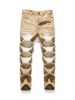 Boys' Khaki Denim Washed And Painted Craftsmanship Simple, Casual, Fashionable And Versatile Suitable For Daily Travel College Casual Denim Pants_voghion.com