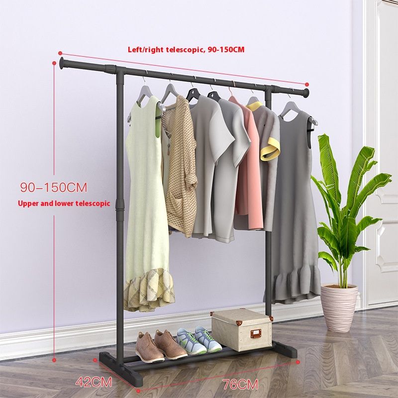 Adjustable Wall Mounted Clothes Drying Rack - Heavy Duty Stainless Steel Double Rod Laundry Hanger With Wheels, Foldable & Space Saving_voghion.com