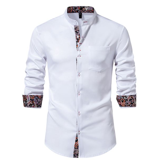 2025d Plus Size Spring Autumn New Men's Stand Collar Henley Paisley Color Block Long Sleeve Shirt A348_voghion.com